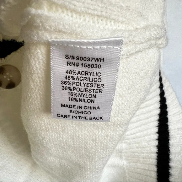 Cardigan Sweater Cable Knit Oversized Boxy Ivory Cream Cropped Ribbed Cozy - Picture 8 of 8